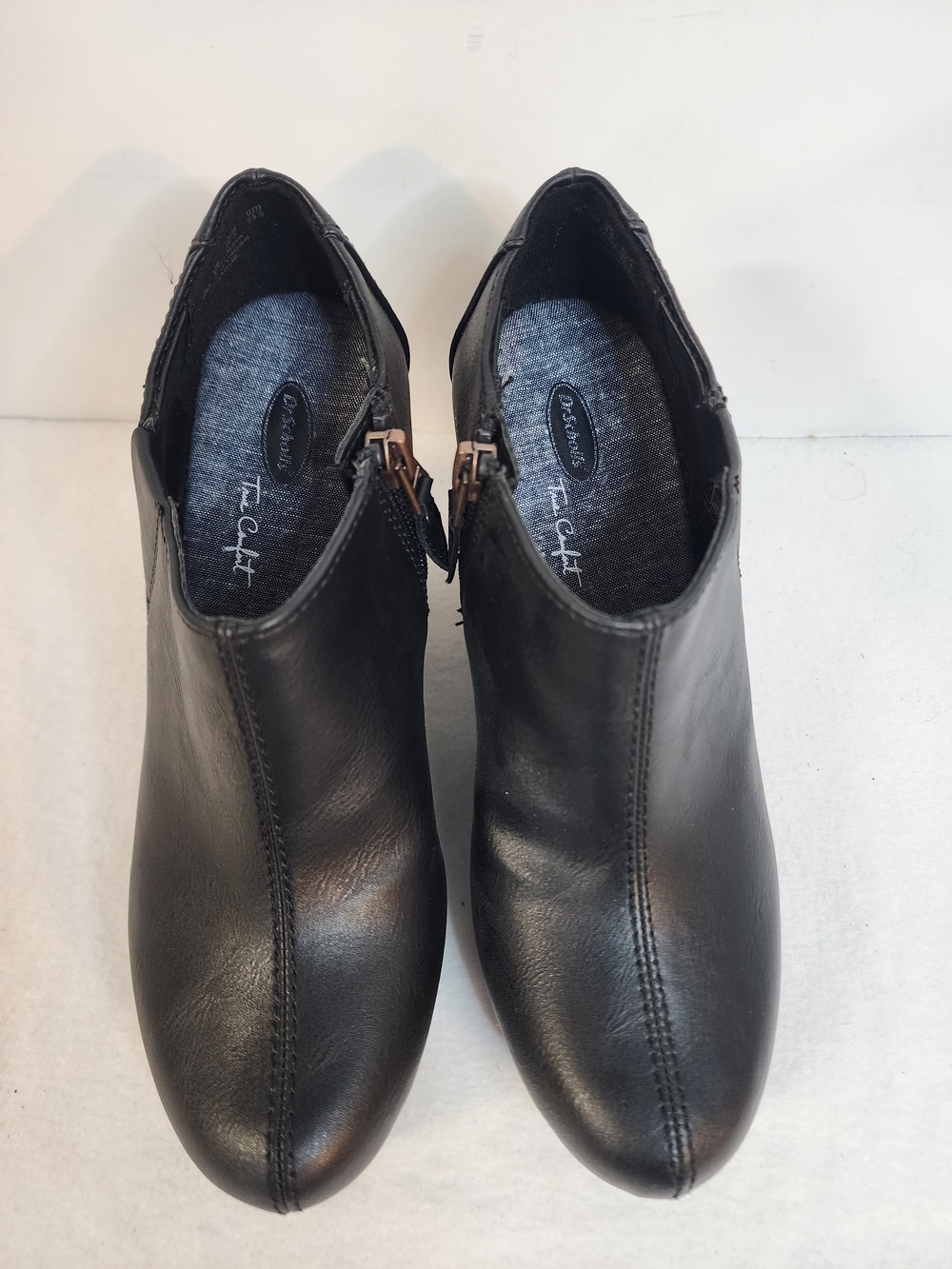 Dr. Scholl's True Comfort Harlie Black Leather Zip Ankle Booties Size 6.5